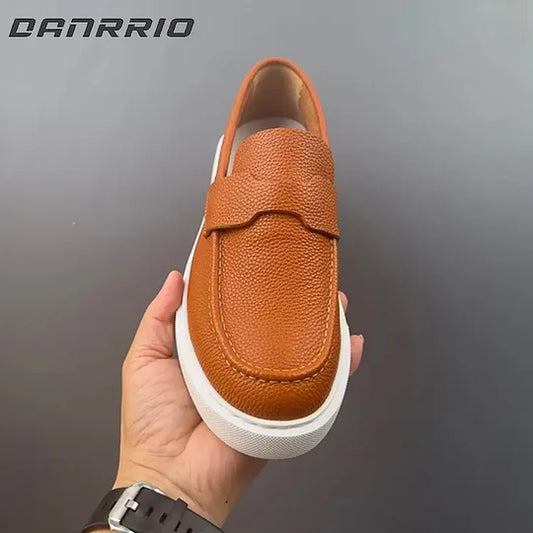 Mocassins rétro décontractés pour hommes en cuir véritable faits à la main DANRRIO