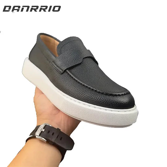Mocassins rétro décontractés pour hommes en cuir véritable faits à la main DANRRIO