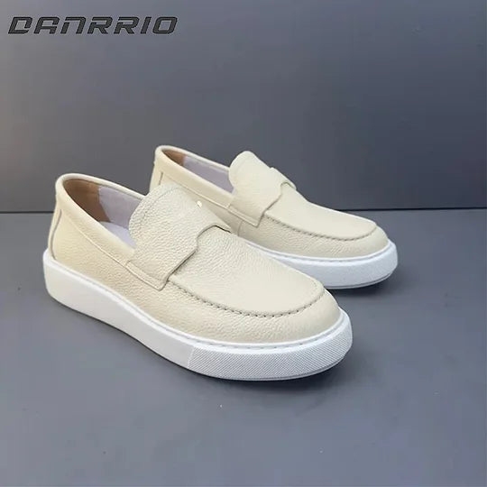 Mocassins rétro décontractés pour hommes en cuir véritable faits à la main DANRRIO