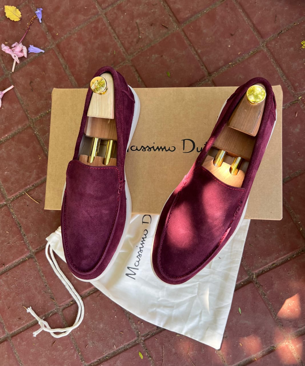 Mocassins en croûte de cuir Grena