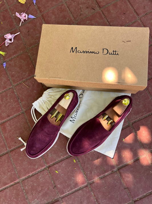 Mocassins en croûte de cuir Grena