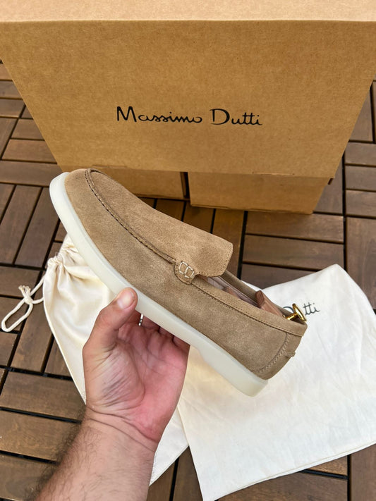 Mocassins en croûte de cuir Beige