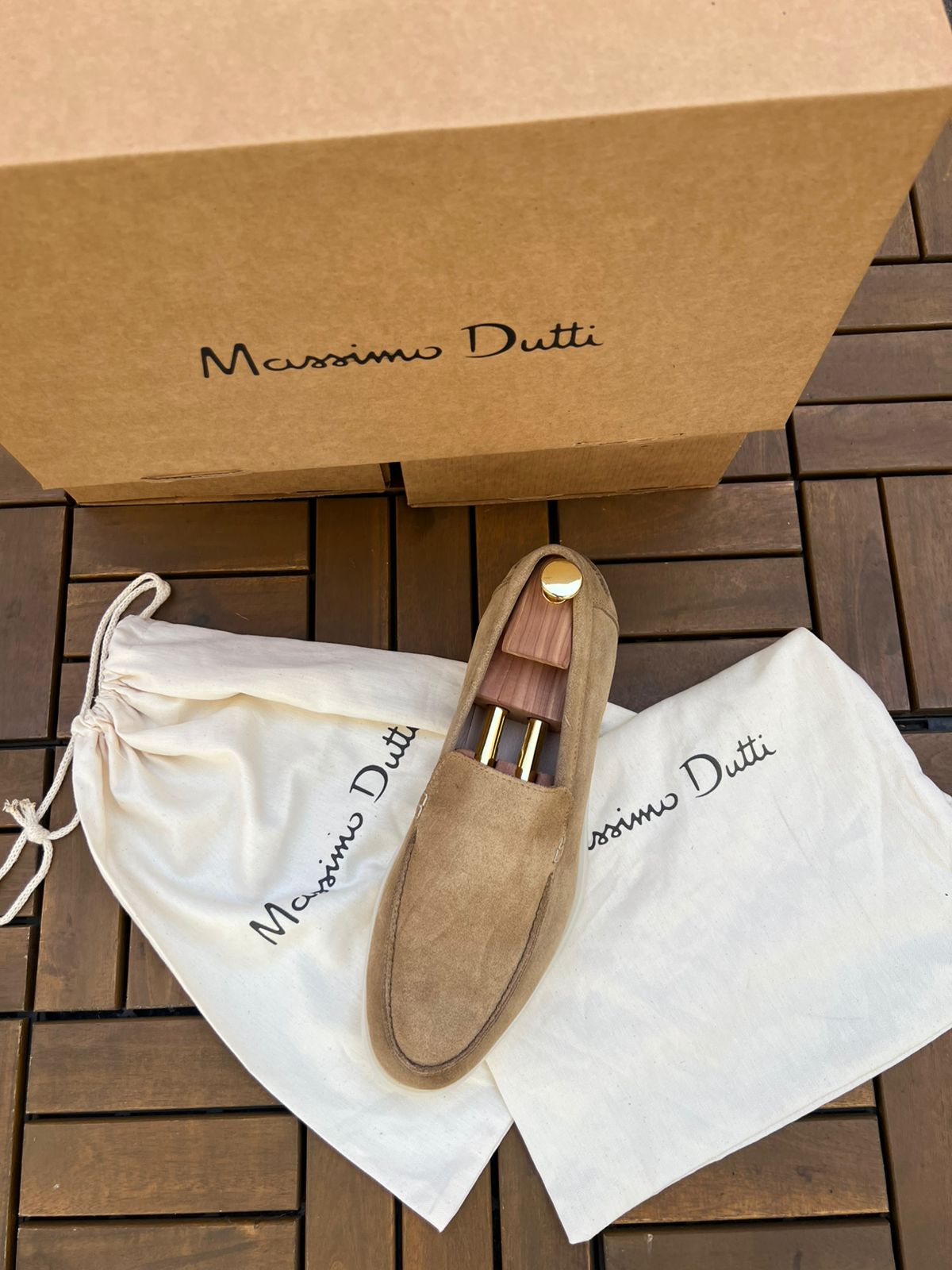 Mocassins en croûte de cuir Beige