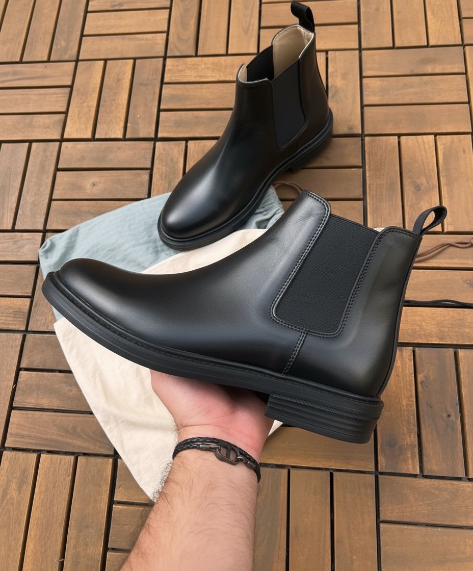 Bottine Chelsea en Cuir Noir