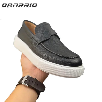 Mocassins rétro décontractés pour hommes en cuir véritable faits à la main DANRRIO
