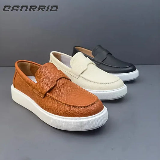 Mocassins rétro décontractés pour hommes en cuir véritable faits à la main DANRRIO