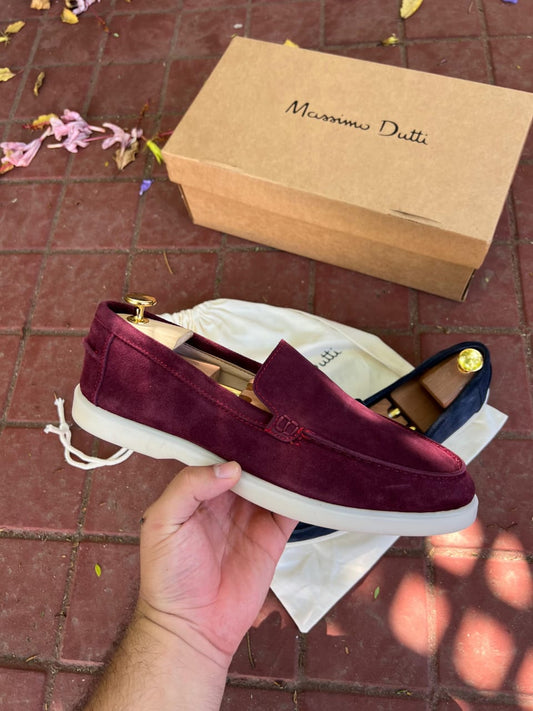 Mocassins en croûte de cuir Grena