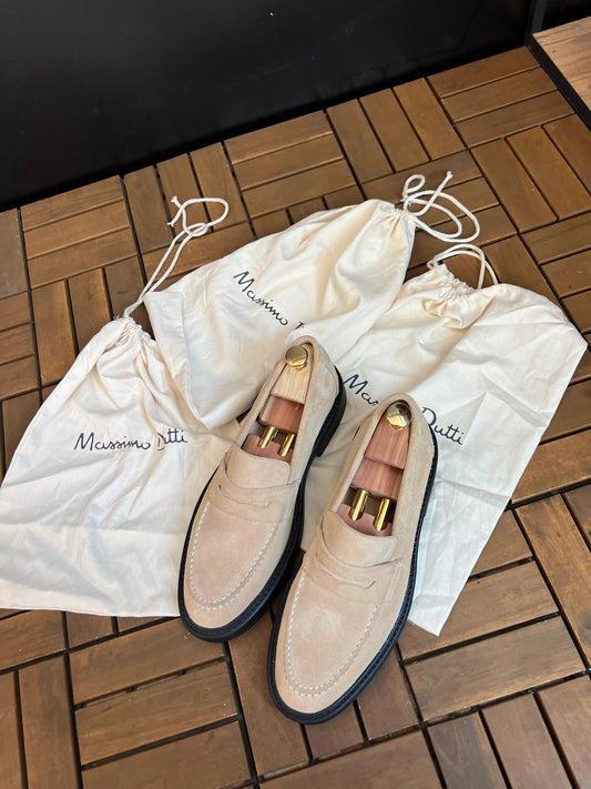 Mocassins col cuir beige