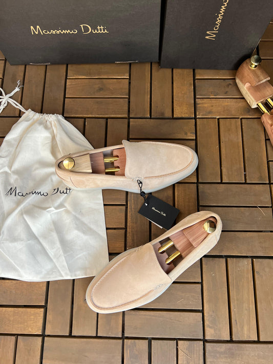Mocassins en croûte de cuir Beige