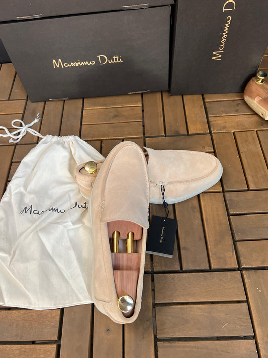 Mocassins en croûte de cuir Beige