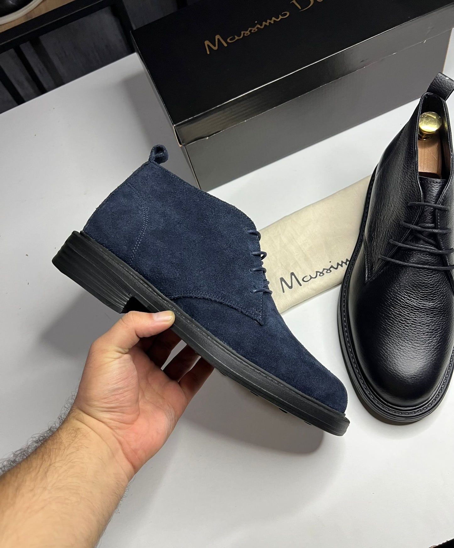 Bottines Daim bleu marin