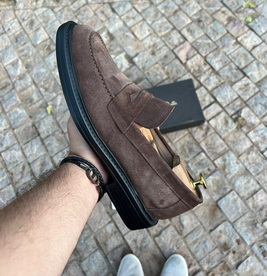 MOCASSIN MARRON DAIM MD  – Semelle Flexible & Design Élégant