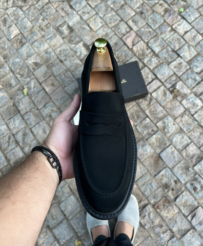 MOCASSIN NOIRE DAIM MD  – Semelle Flexible & Design Élégant