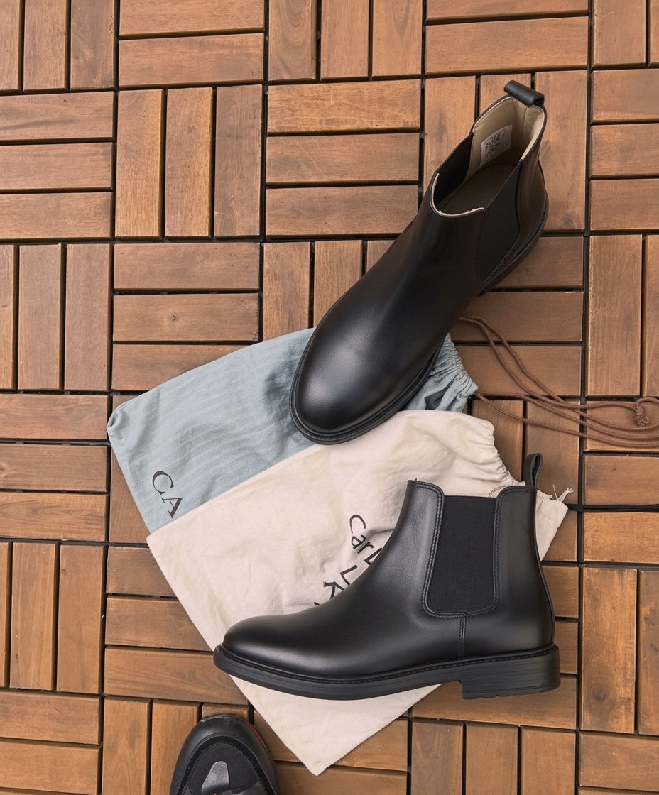 Bottine Chelsea en Cuir Noir