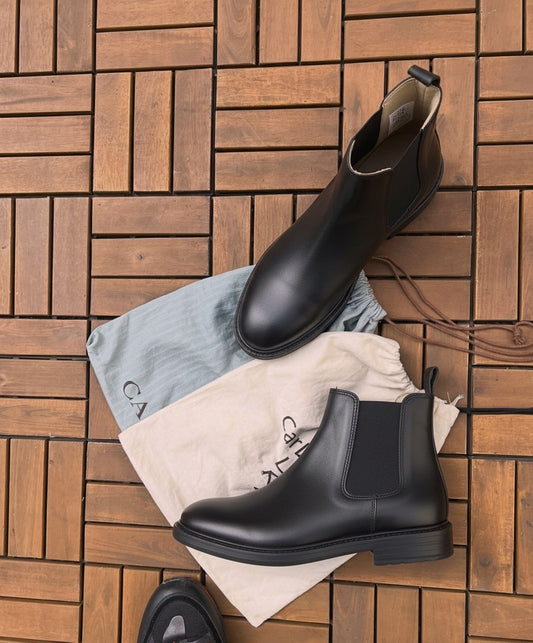 Bottine Chelsea en Cuir Noir