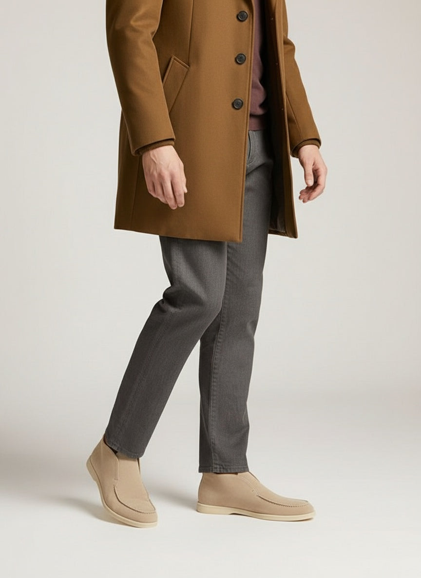 Bottines en croûte de cuir